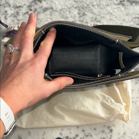 Olive Green Structured Shoulder Bag - Picture 3 of 8